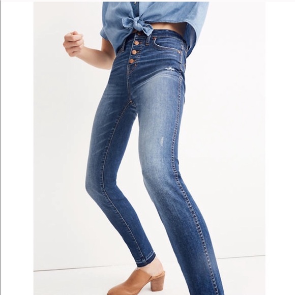 Madewell 10” High Rise Button Drop Hem Skinny Jean - Picture 3 of 4